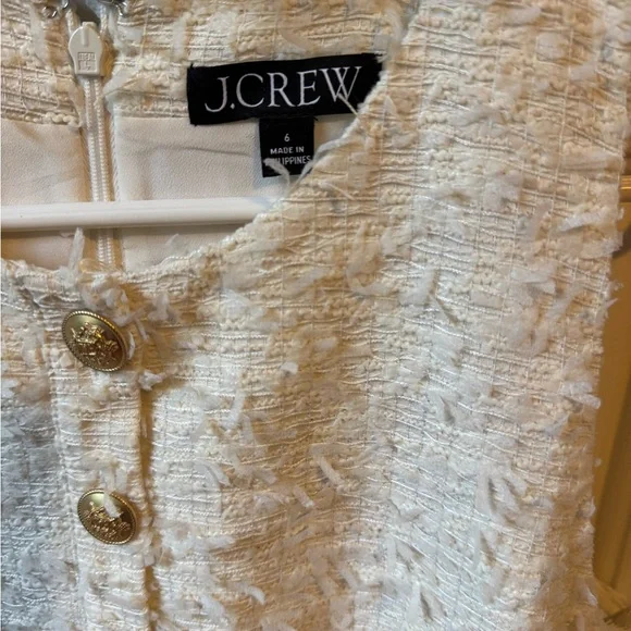 J. Crew Textured Cream Dress with Gold Accents - Picture 2 of 5